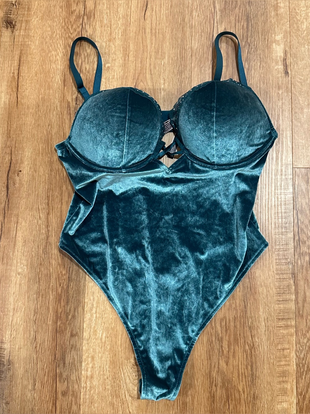 Victoria's Secret Green Velvet Bodysuit